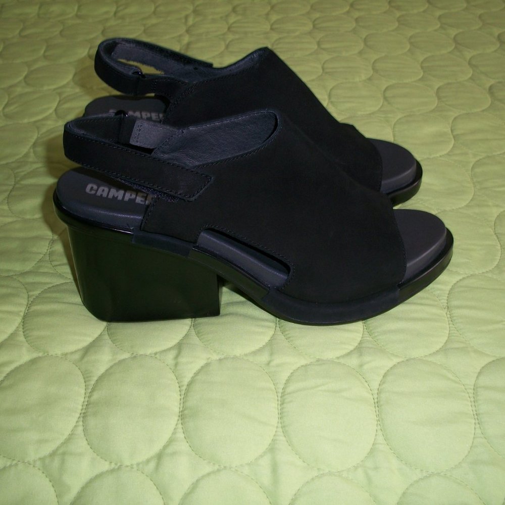 Camper Black Suede Sandals